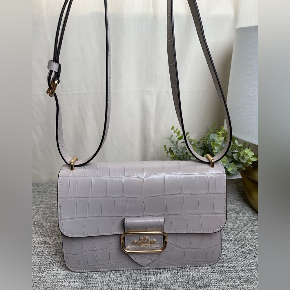 $129(New) Coach Morgan Square Crossbody Bag In Croc- Embossed Leather - Picture 6 of 12